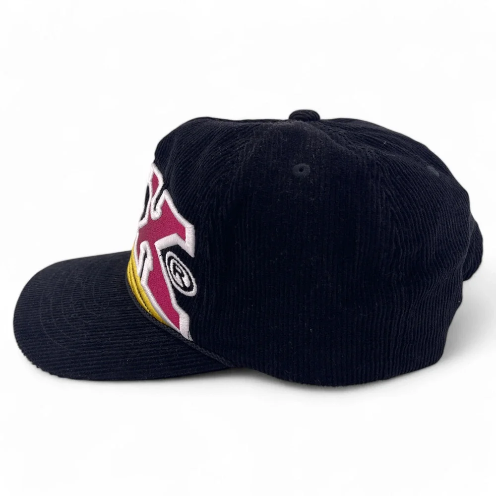 Fox‎ Racing Burm Corduroy Rope Black Retro Logo Snapback Adjustable Hat Cap